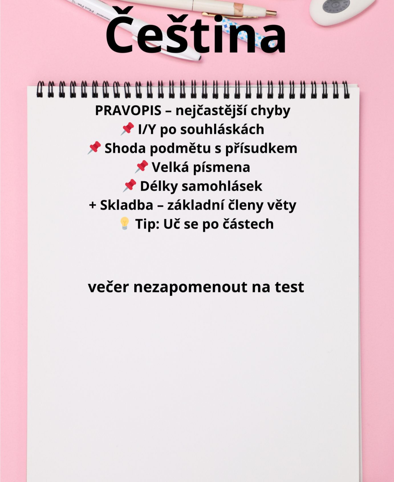 Procvičovací test z českého jazyka pro přijímačky na střední školu 2025/26